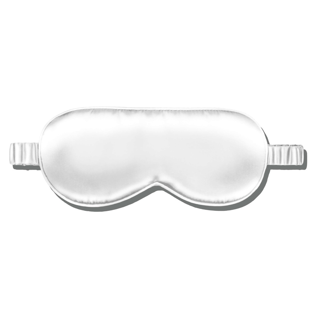 Bloomy 100% Mulberry Silk Sleep Mask, Grade 6A, 22 Momme, Black, Soft Light Blocking Eye Mask for Travel, Beauty Sleep and Skincare - White