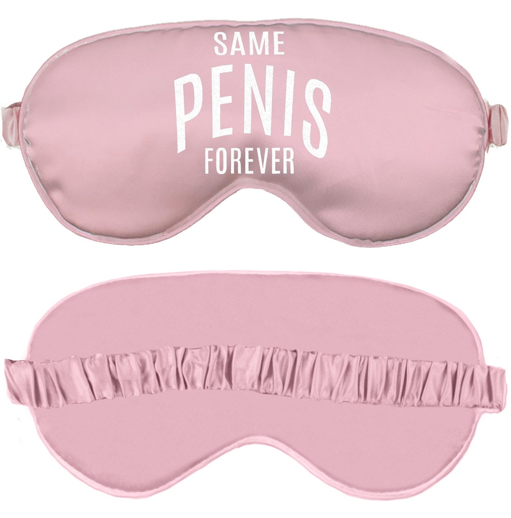 Funny Bachelorette Party Gifts - White Arched Same Penisis Forever Soft Bridal Grade Satin Light Pink Sleep Mask - Shes Tying The Knot Bridal Shower Gift for Bride - Light Pink