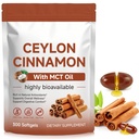 Ceylon Cinnamon Softgels with MCT Oil,600mg High Absorption Herbal Extract Ceylon Cinnamon Supplement, Supports Digestive Health & Daily Wellness, Non-GMO, Gluten Free, 300 Softgels