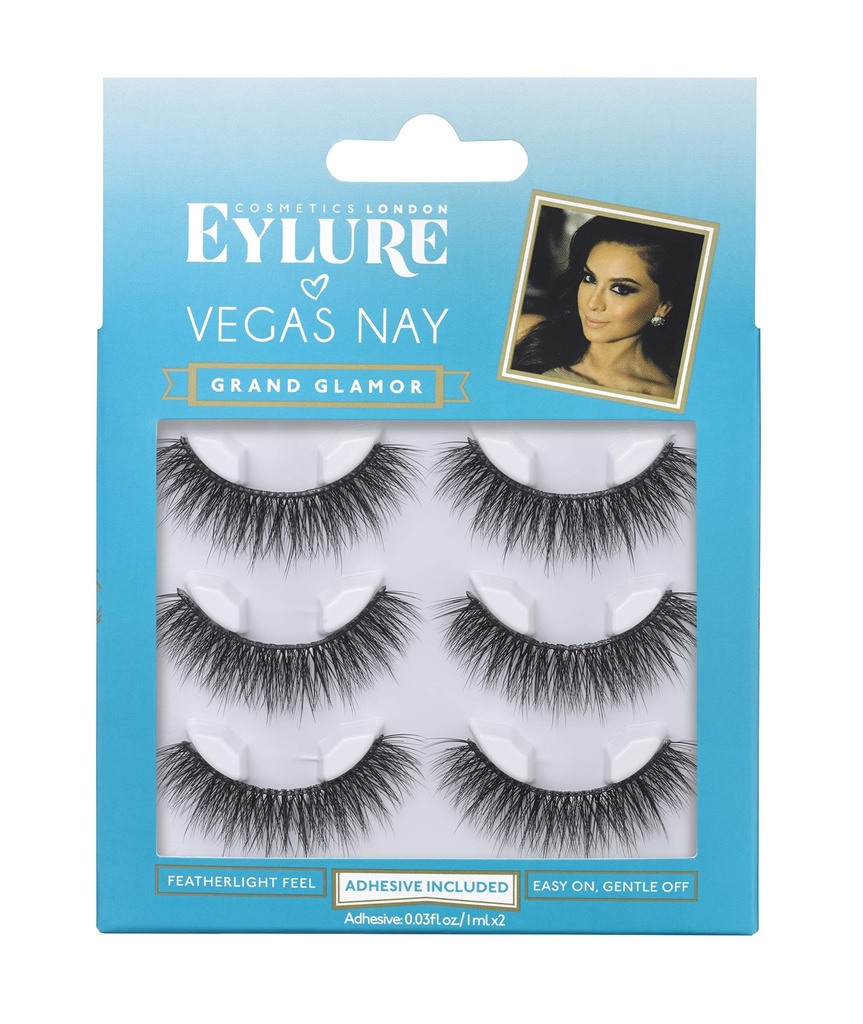 Eylure Vegas Nay False Eyelashes, Reusable, Adhesive Included, 1 Pair, Cruelty Free