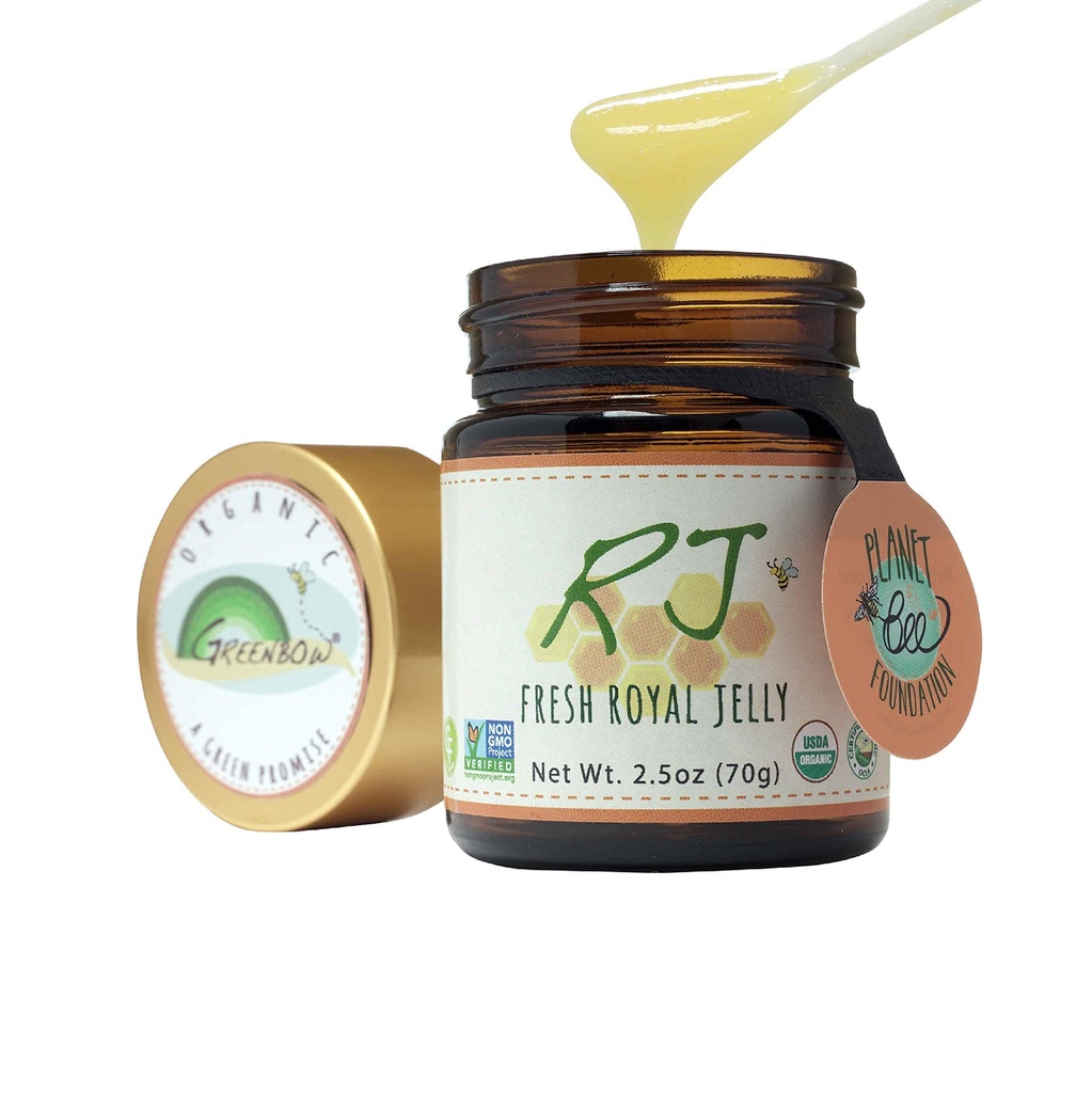 Greenbow Organic Fresh Royal Jelly - 100% USDA Certified Organic, Non-GMO, Halal, Certified GMP, Pure, Gluten Free - One of The Most Nutrition Packed - (70g)