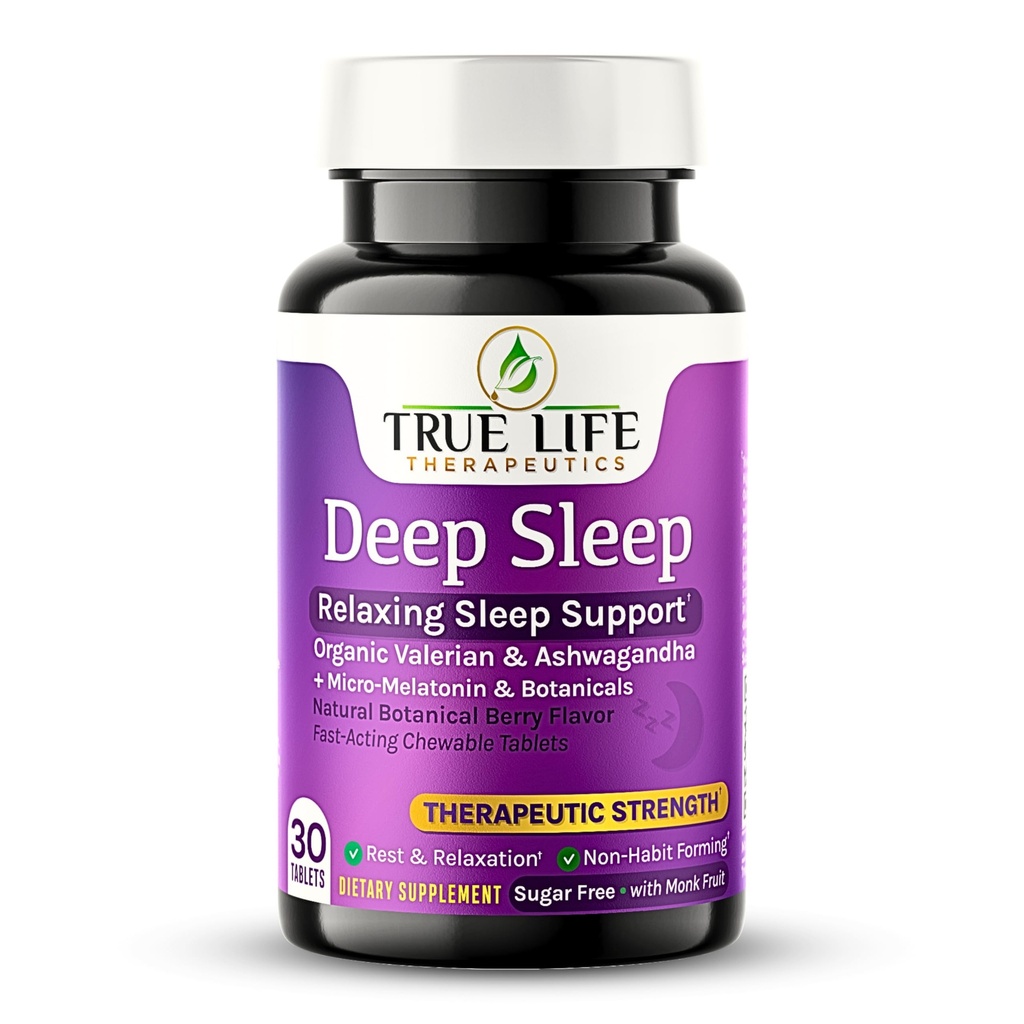 Powerful Sleep Support – Valerian Root, Ashwagandha, Melatonin & Botanical Terpenes – Fast-Acting Soft Chewable Tablets – Botanical Berry Flavor – 30ct