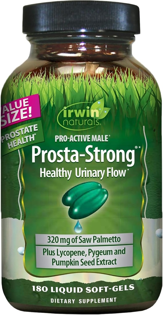Irwin Naturals Prosta-Strong - 180 Softgels - Prostata Health Support with Saw Palmetto, Lycopen & Bucco seme - Podpira urinski tok