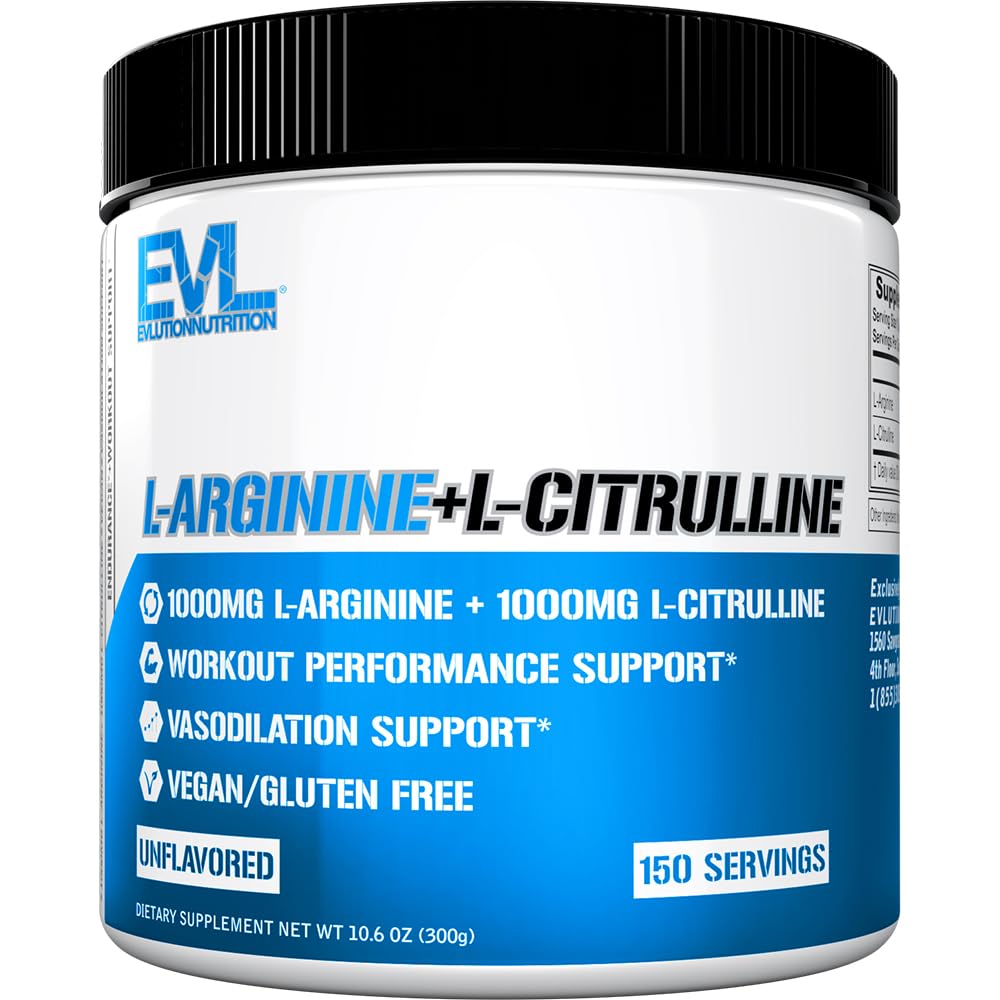 L Arginine L Citrulline Powder - Invigorating Nitric Oxide Powder with Ideal 1:1 Ratio L-Citrulline & L-Arginine 1000mg Each Per Serving for Enhanced Pumps Energy & Stamina (Unflavored, 150 Servings)