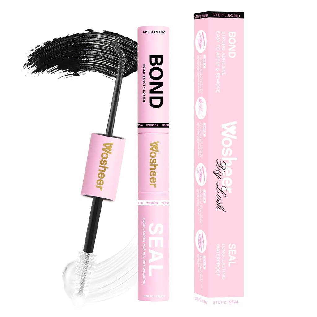 Lash Cluster Glue Lash Bond and Seal Waterproof 2 in 1-Black 10ML | Bond & Seal Eyelash Glue for Clusters, Long Lasting Eyelash Glue for Clusters, Strong Hold for DIY Eyelash Extension Glue