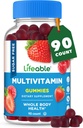 Livbar sukker gratis multivitamin gummier med jern vitamin A, C, D, E, Niacin, B6, Folat, B12, Biotin, Pantothenic Acid, sink | Great Tastig voksen multivitamin gummy | 90 gummier