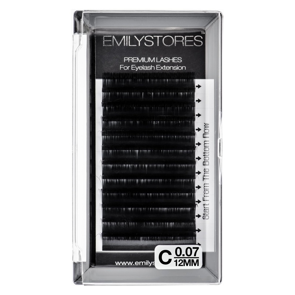 Eyelash Extensions 0.07mm Thickness C Curl Length 12mm Easy Fan Eye Lashes For Lash Extensions(0.07,C,12mm)