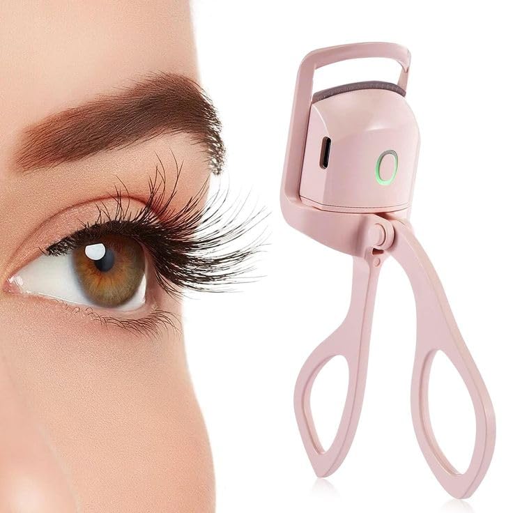Heated Eyelash Curler,Electric Heated Lash Curler Rechargeable,Rapid Heat-up,Long-Lasting Curls,with Sensing Heating Silicone Pad(Pink)