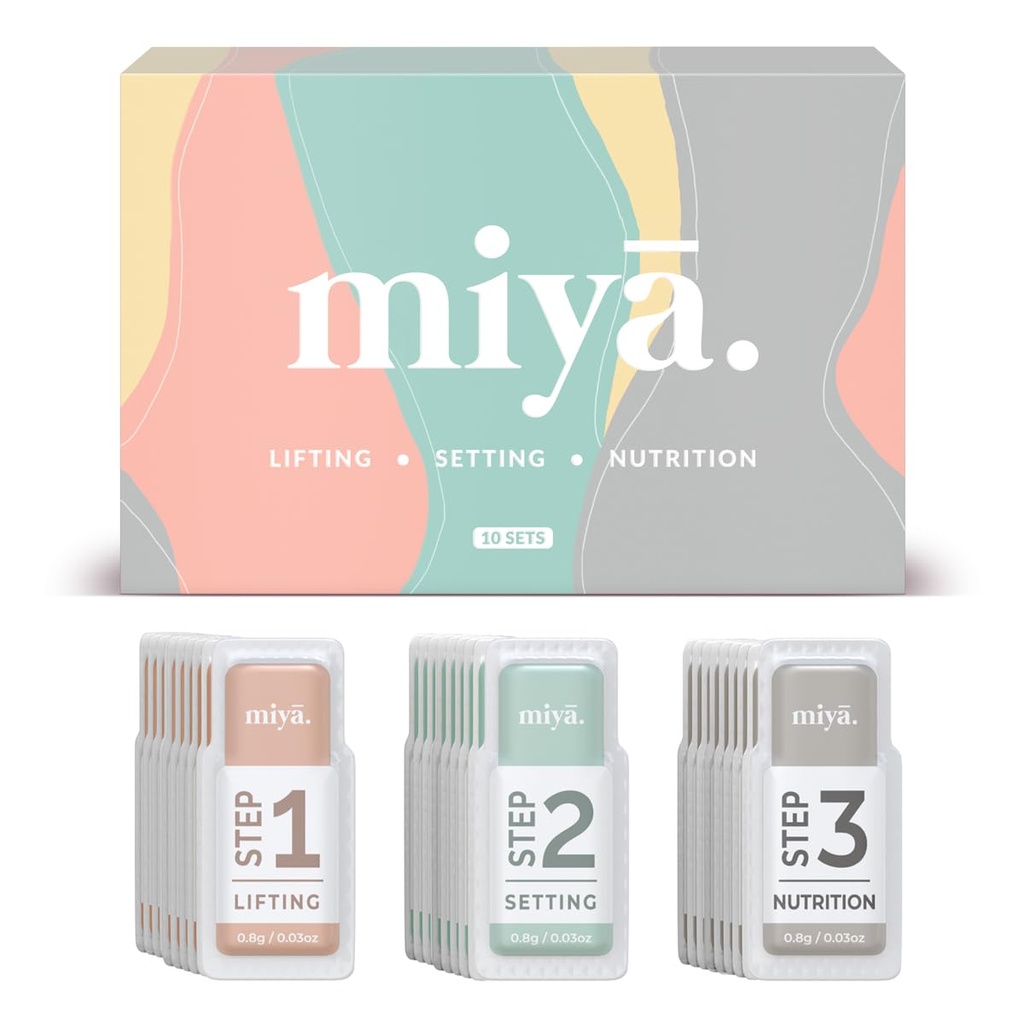 MIYA LASH 2 in 1 Brow Lamination & Lash Lift Lotion Set | Sachet Refill for Lash Lift Kit & Eyebrow Perm | Fast Acting 3-Step Lifting, Setting Lotions with Nutrition Serums | 10 Treatments | Salon Use