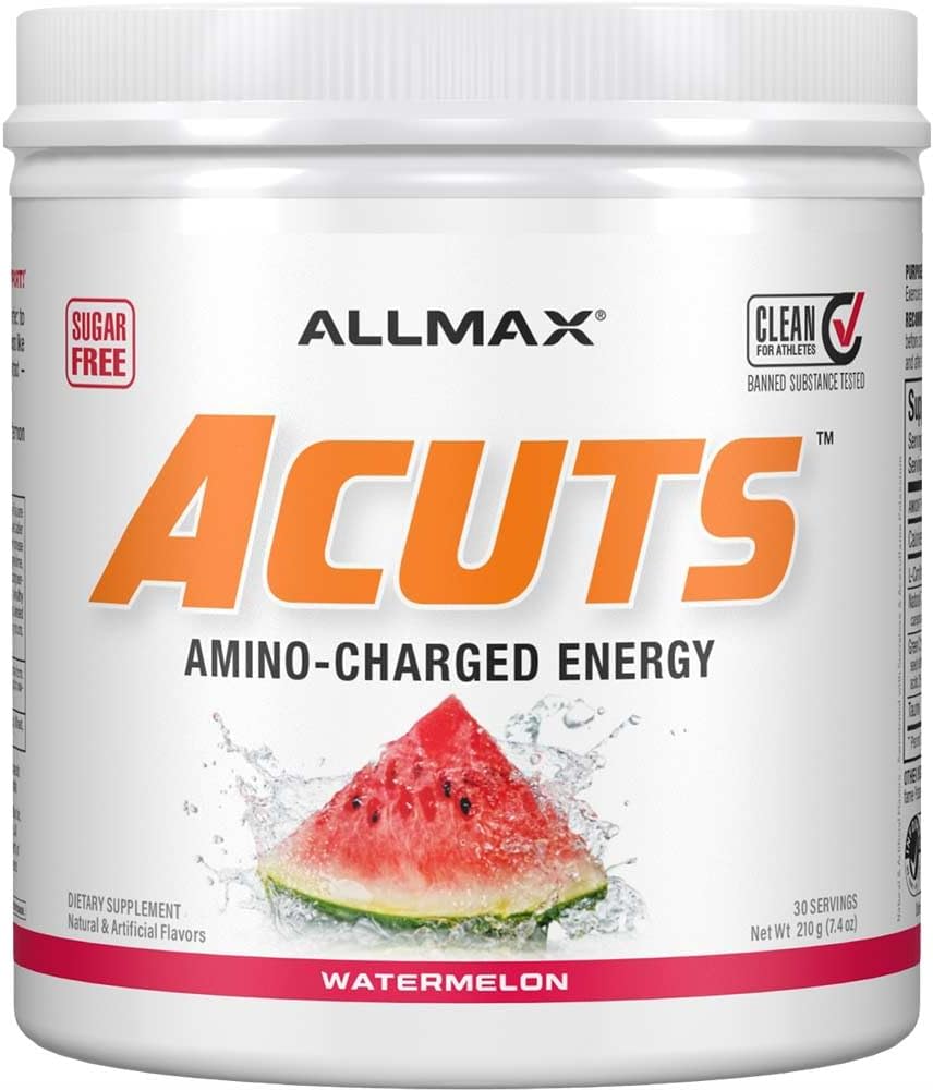 ALLMAX Nutrition AMINOCUTS (ACUTS), bebidas enerxéticas con taurina, L-Carnitina, extracto de café verde, Watermelon, 30 servizos