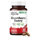 Wild & Organic Hawthorn Berry Capsules 1200 mg - Overall Support - Hawthorne Berry Supplement - Crataegus Monogyna Fruit Powder - 30 Days of Supply - Vegan, No Fillers, Non-GMO - 60 Count
