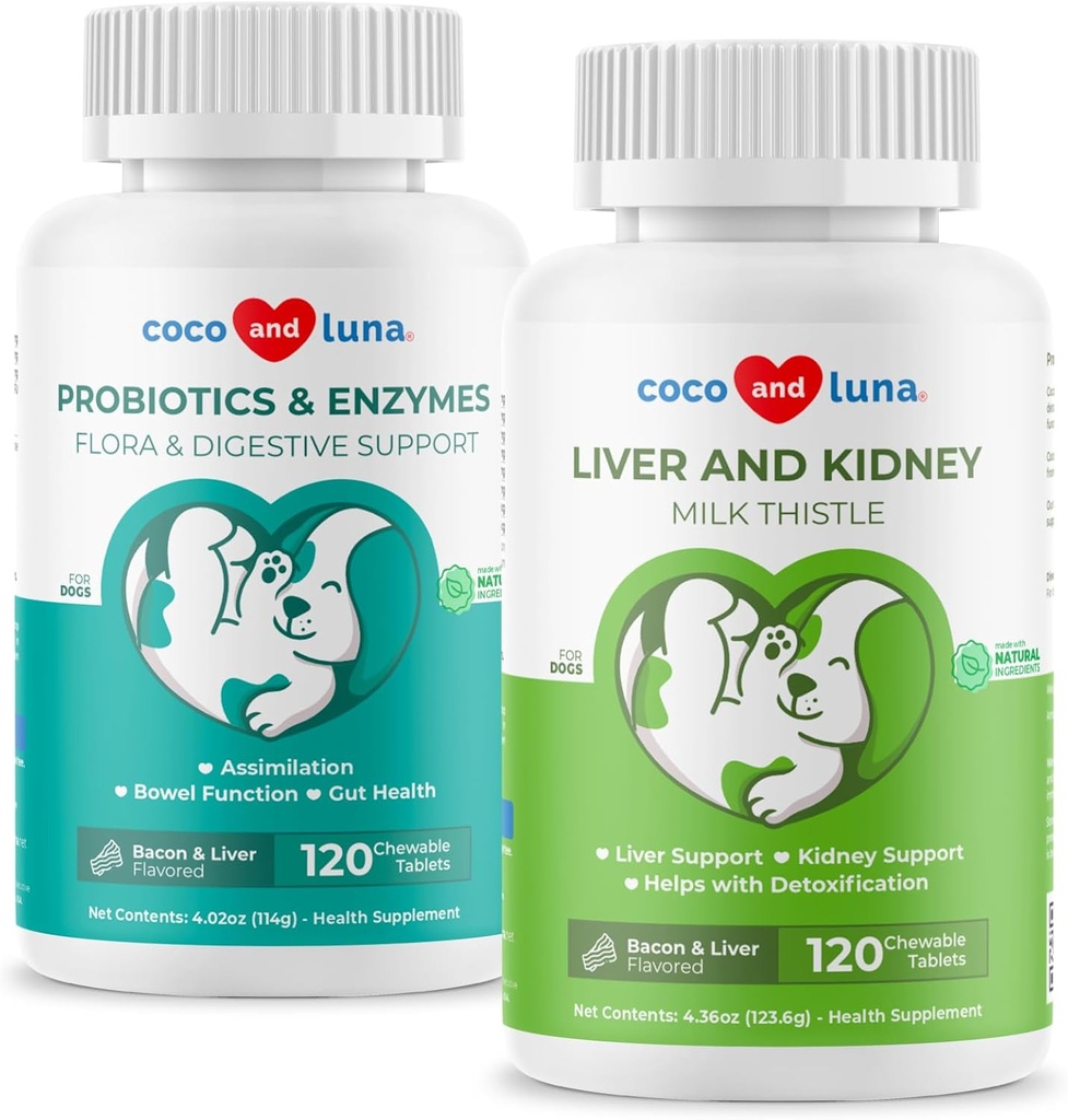 חלב Thistle & Probiotics for Dogs - Liver Support, Bowel Function, Digest Support for Gas, Diarrhea, Bad Dog Breath & Constipation