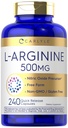 Carlyle L-Arginine 500 mg Capsules | 240 Count | Nitric Oxid Precursor | Free Form Amino Acid | Non-GMO & Gluten Free Supplement