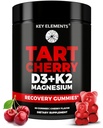 KEY ELEMENTS Recovery Tart Cherry Gummies with Vitamin D3 K2 5000 IU & Magnesium - Vitamin D3 K2 Gummies for Sleep, Bone & Immune Support - Non-GMO, Gluten-Free, Sugar-Free