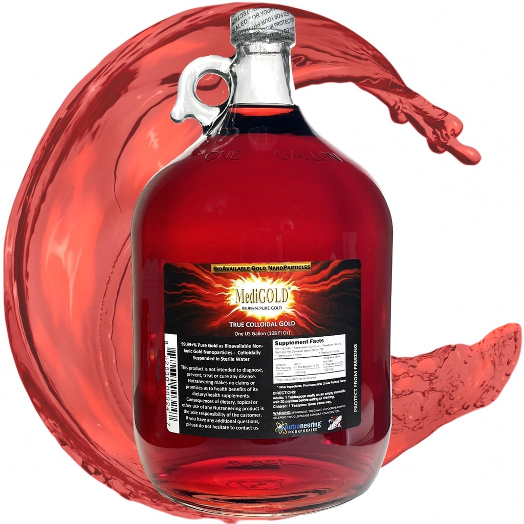 True colloidal Gold - 1 U.S. Gallon in Clear Glass jug