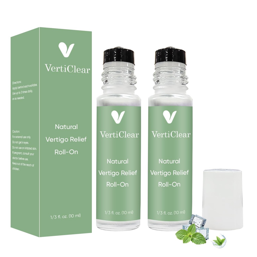 VertiClear Vertigo Ease Oil Roll-On, Verticlear Roll on Aromatherapy Roller with Lavender, Frankincense, Peppermint, Ginger & Eucalyptus, Pocket-Size 10 ml for Daily Use (2)