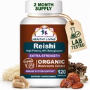Reishi Wellness Mushroom Supplement Capsules, USDA Certified Organic Mushrooms Extract, Extra Strength 1,500 mg, High Potency 40% Beta-Glucans, Immune Support, Anti-aging, 120 Capsules
