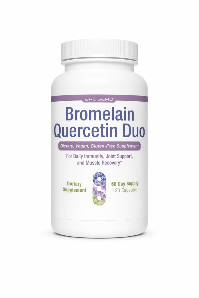 Bromelain 500mg (2,400 GDU/g) + Quercetin 500mg Duo Supplement – Immune & Inflammation Support, Joint Support & Muscle Recovery – Antioxidant Enzyme Blend – 120 Capsules (60-Day Supply)