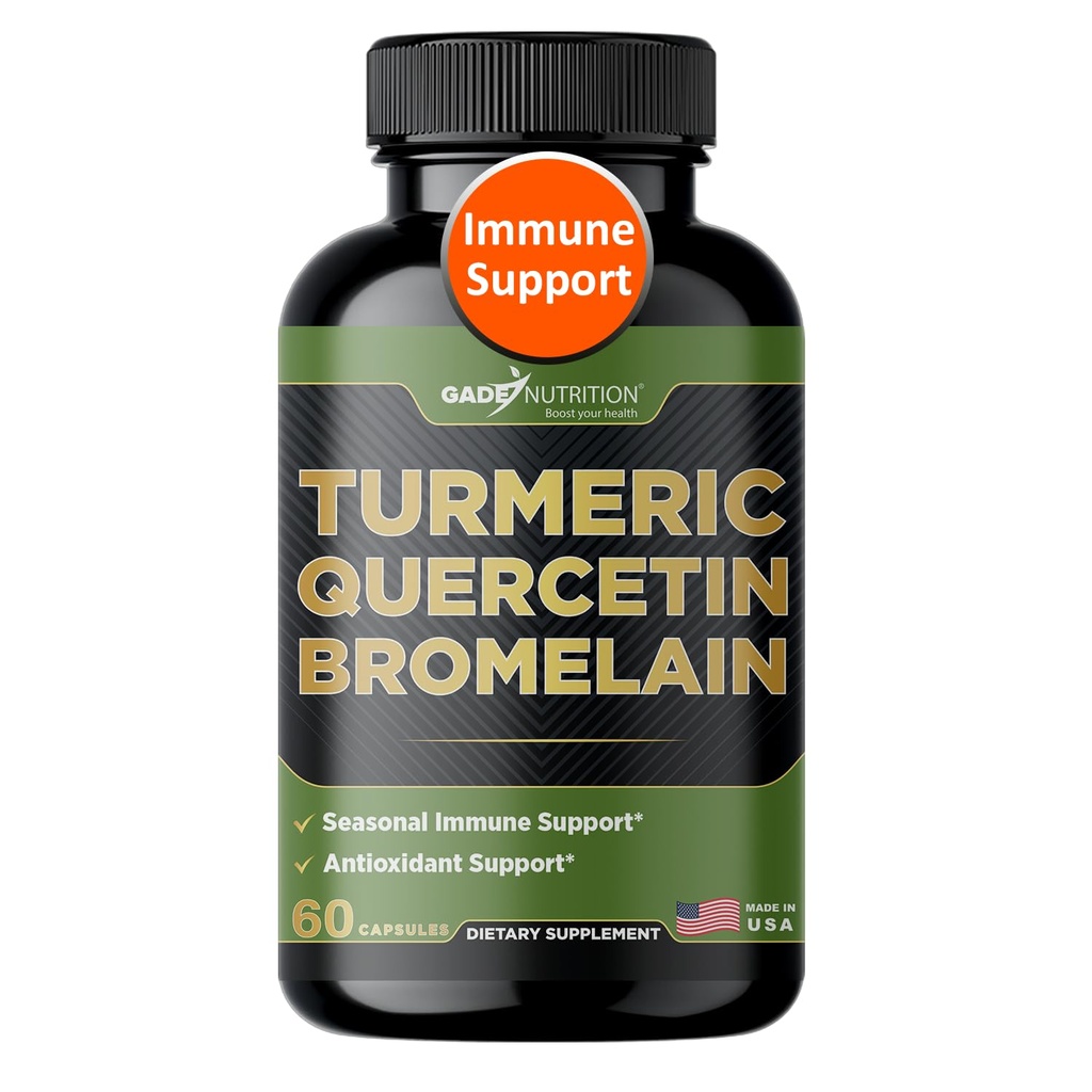 Gade Nutrition Turmeric Quercetin with Bromelain Supplement | Supplement in Capsules for Immune Support, Allergy Relief, Joint Support | Non-GMO, Gluten-Free, Made in USA