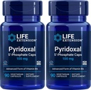 Estensione della vita Pyridoxal-5'-Phosphate Caps P5P 100 mg, 90 capsule di veg (Pack of 2) - Advanced Vitamin B6 Supplement