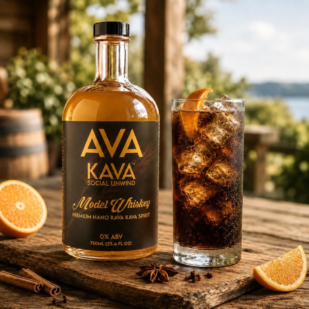 AVA Kava Nano Kava Non-Alcoholic Spirit Alternative – 750mL Bottle | Alcohol-Free Social Drink | Fast-Acting Nano Kava | Zero Sugar | 17 Servings (Model Whiskey)