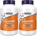 Now Supplements, L-Lysine (L-Lysine Hydrochloride) 500 mg, Amino Acid, 250 Tablets, (Pack of 2)