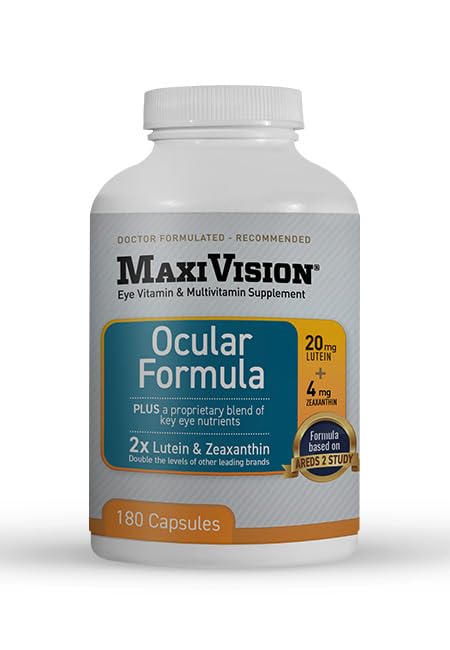 MaxiVision AREDS 2 Lutein and Zeaxanthin Supplements, Eye Vitamins for Vision Support with Zinc, Vitamins C & E, Macular Support Formula, Eye Health Supplement, Taurine Antioxidant Complex, 180 Count