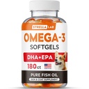 StrellaLab Omega 3 Fish Oil Pills for Dogs (180 Ct) - No Fishy Smell Softgels - EPA + DHA Fatty Acids Reduce Shedding&Itching - Supports Joints, Brain, Heart&Overall Health - EPA&DHA Fatty Acids - USA