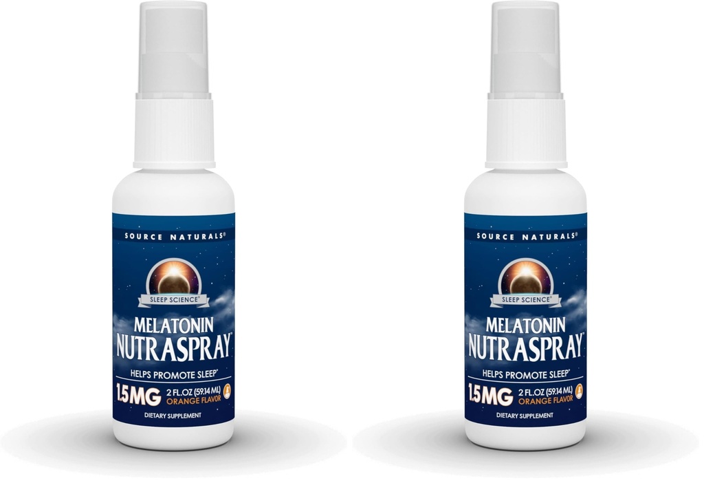 Source Naturals Melatonin - NutraSpray -Orange Flavored - 1.5 mg - 2 Fluid oz (Pack of 2)