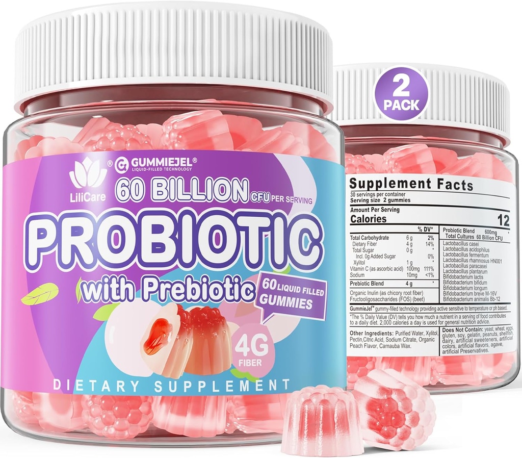 2 Pack Protogens + พรียาปฏิชีวนะ Gummies Sweets Free 60 พันล้าน CFU, 11 สตราฟินส์ พรอรยาปฏิชีวนะที่บรรจุอาหารสําหรับผู้หญิง