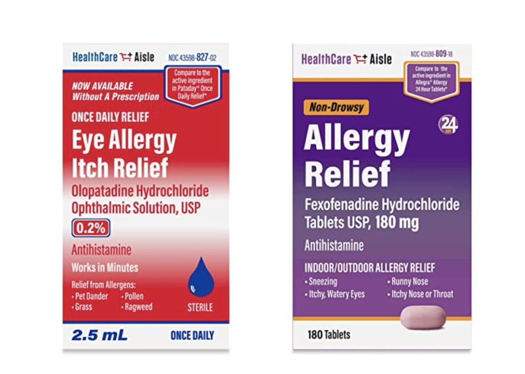 HealthCareAisle Allergy Bundle - Olopatadine Hydrochloride Ophthalmic Solution USP, 0.2% 2.5mL and Fexofenadine Hydrochloride Tablets USP, 180 mg 180 Tablets