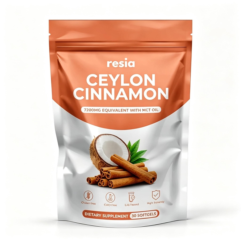 Resia Ceylon Cinnamon 7200mg with Mct Oil | Herbal Cinnamon Extract for Daily Wellness Support, Non-GMO, Gluten Free
