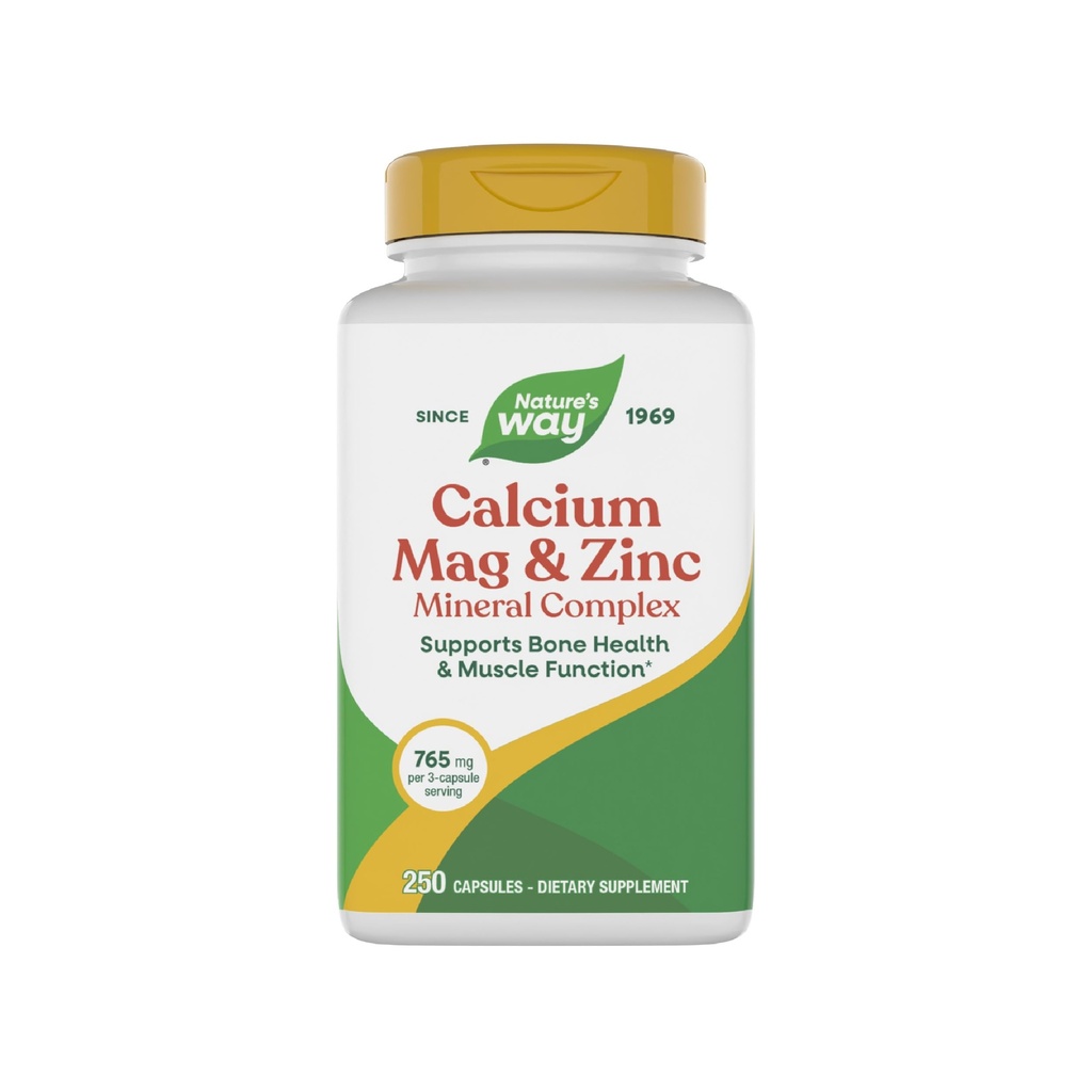 Nature's Way Calcium, Magnesium & Zinc Mineral Complex, Supports Bone Health & Muscle Function*, Immune Support*, 250 Capsules (Packaging May Vary)