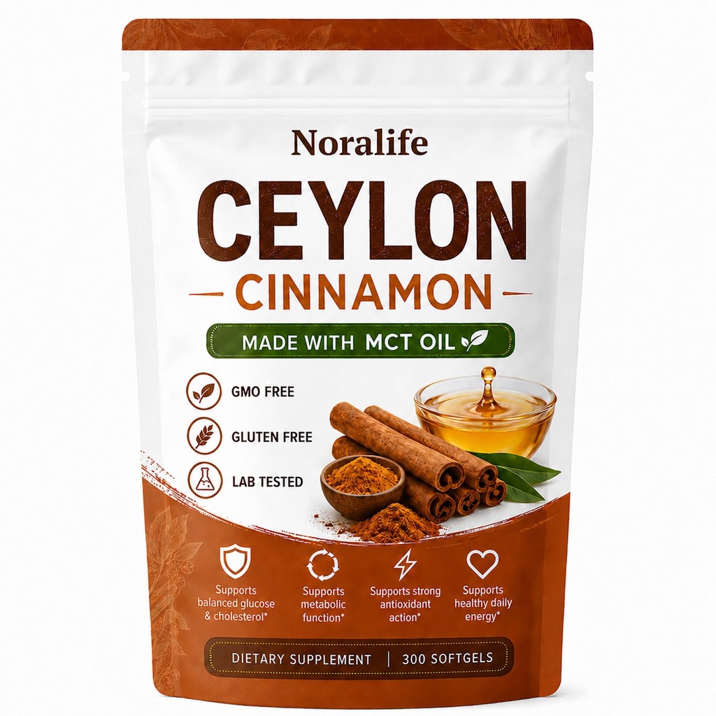 Noralife Ceylon Cinnamon Premium MCT Oil Softgels, 300 Count