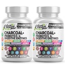 Clean Nutra Activated Charcoal Pills + Shilajit Probiotic Digestive Enzymes for Digestive Health Capsules with Peppermint Fennel Licorice Papain Ginger Turmeric Powder | Gut Health (Pack of 2)