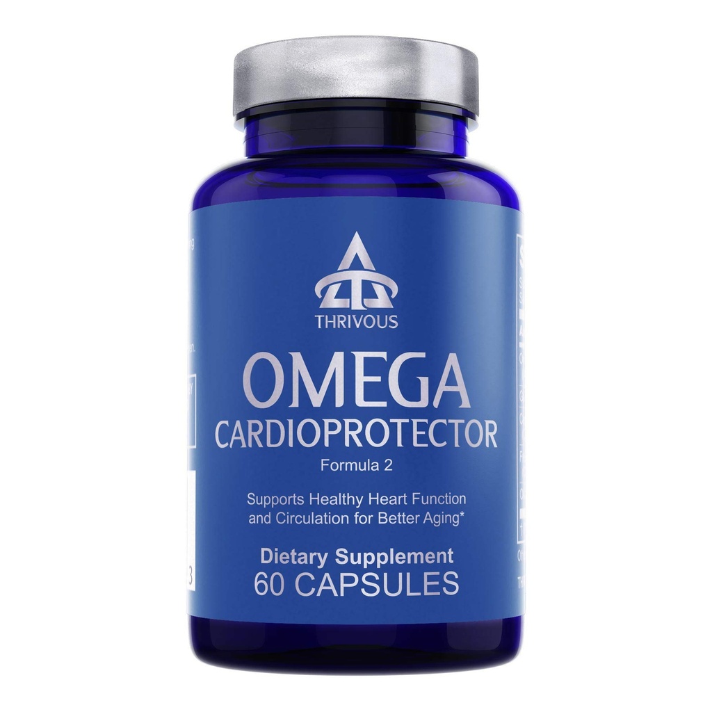 Thrivous Omega Cardioprotector – Advanced Heart & Circulation Support Supplement with AvailOm Omega-3, Garlic, Gotu Kola, Oligopin Pine Bark – 60 Vegan Capsules
