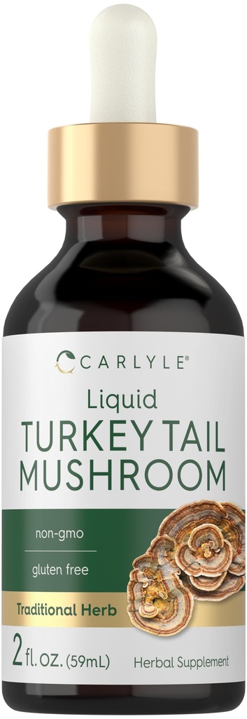 Carlyle Turkey Tail Mushroom Extract Liquid | 2 FL Oz | Herbal Tincture Drops | Vegetarian Formula | Non-GMO, Gluten Free Supplement