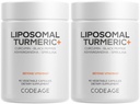 Codeage Organic Turmeric Supplement, Ashwagandha, 90 Capsules, 2 Pack | Organic fermented turmeric supplement with 95% curcumin, ashwagandha, boswellia, ginger and reishi, with liposomal delivery.
