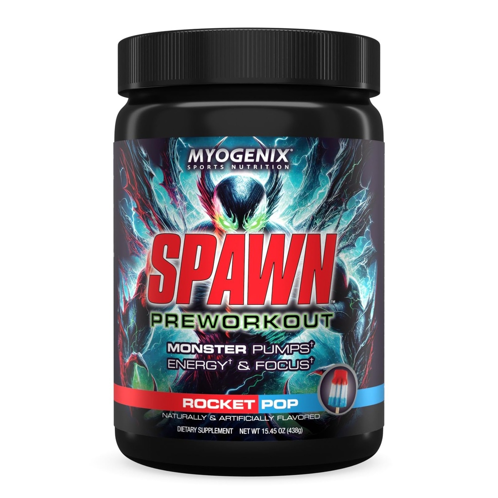 Myogenix Spawn Preworkout – Extreme Endurance, Monster Pumps – Better Concentration and Focus, Amino Energy Powder – Gym Essentials Women & Men – Rocket Pop (16.19oz)