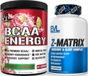 Evlution ZMatrix Magnesium and Zinc Post Workout Supplement (60 Servings) Plus Replenishing BCAAs Amino Acids Powder for Pre & Post Workout (Cherry Lime, 30 Servings)