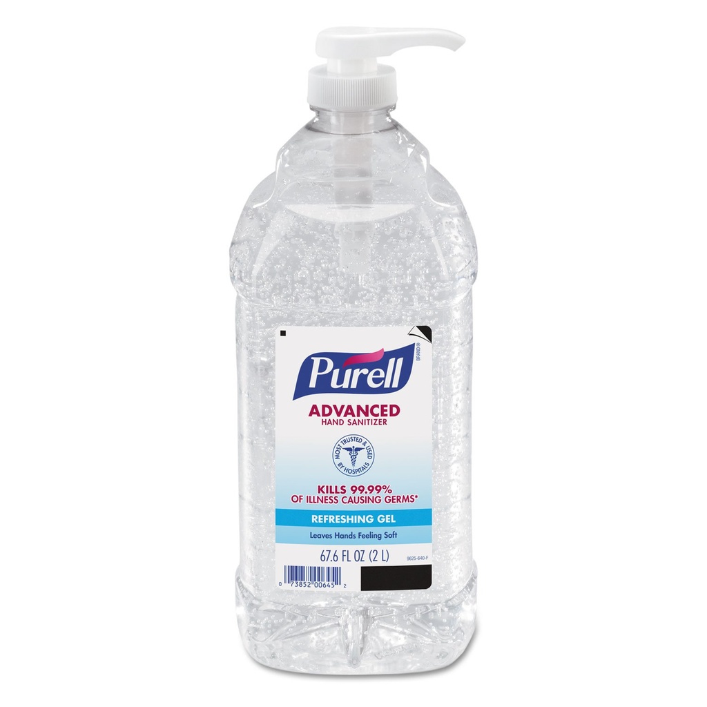 Purell Advanced Hand Sanitizer Refreshing Gel, Clean Scent, 2-Liter Pump Bottle 9625-04 (Pack of 4)