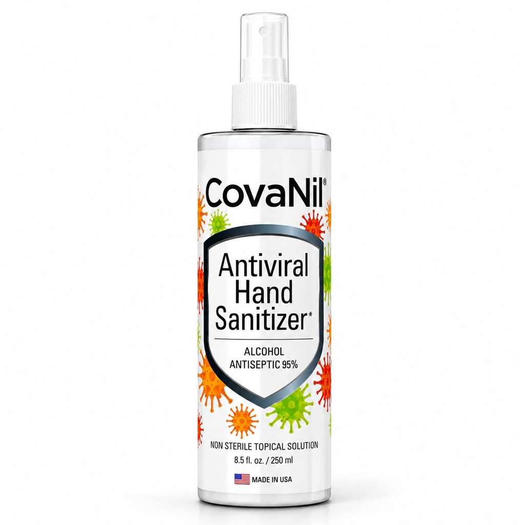 8.5 Fl Oz Premium Hand Sanitizer Spray 95% Alcohol, Fast Drying Moisturizing Formula with Coconut Oil & Glycerin, Non-Sticky Unscented Sanitizer for Travel, Home, Office & Car