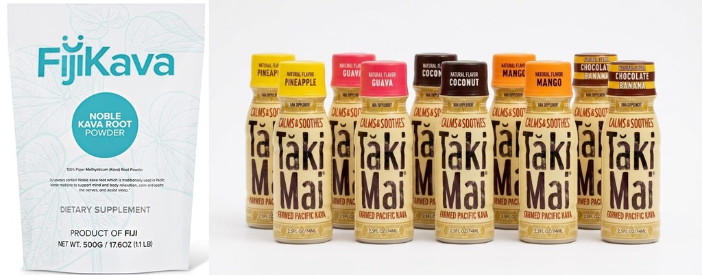 FijiKava Instant Kava Powder 500g + Taki Mai Kava Shots 10-Pack