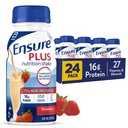 Ensure Plus Strawberry Nutrition Shake | Meal Replacement Shake | Ready To Drink | 16g Protein and 27 Vitamins and Minerals | 8 fl oz - 24 Pack