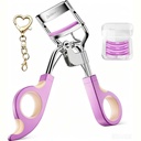 Eyelash Curler with 10 Boxed Replacement Pads & 1 Heart Keychain Charm, Ergonomic Lash Curler with Dual Extra Springs for Long-Lasting Curl, No Pinch No Pull, Ideal for Daily Makeup & Gifting