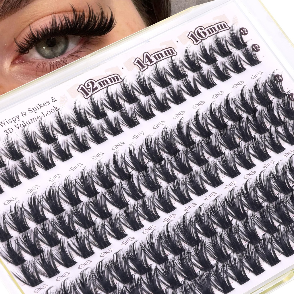 Lash Clusters with Spikes Wispy Eyelash Clusters Manga Fluffy Cluster Eyelash Extensions CD-curly Lash Extension Anime Cluster Lashes Volume Eye Lash Cluster by Newcally