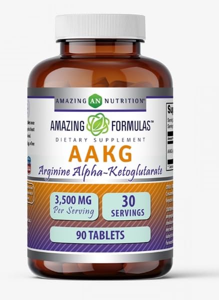 Amazing Formulas AAKG ((Arginine Alpha-Ketoglutarate) 3500mg) Supplement | Tablets | Non-GMO | Gluten-Free | Made in USA (1 Pack, 90 Count)