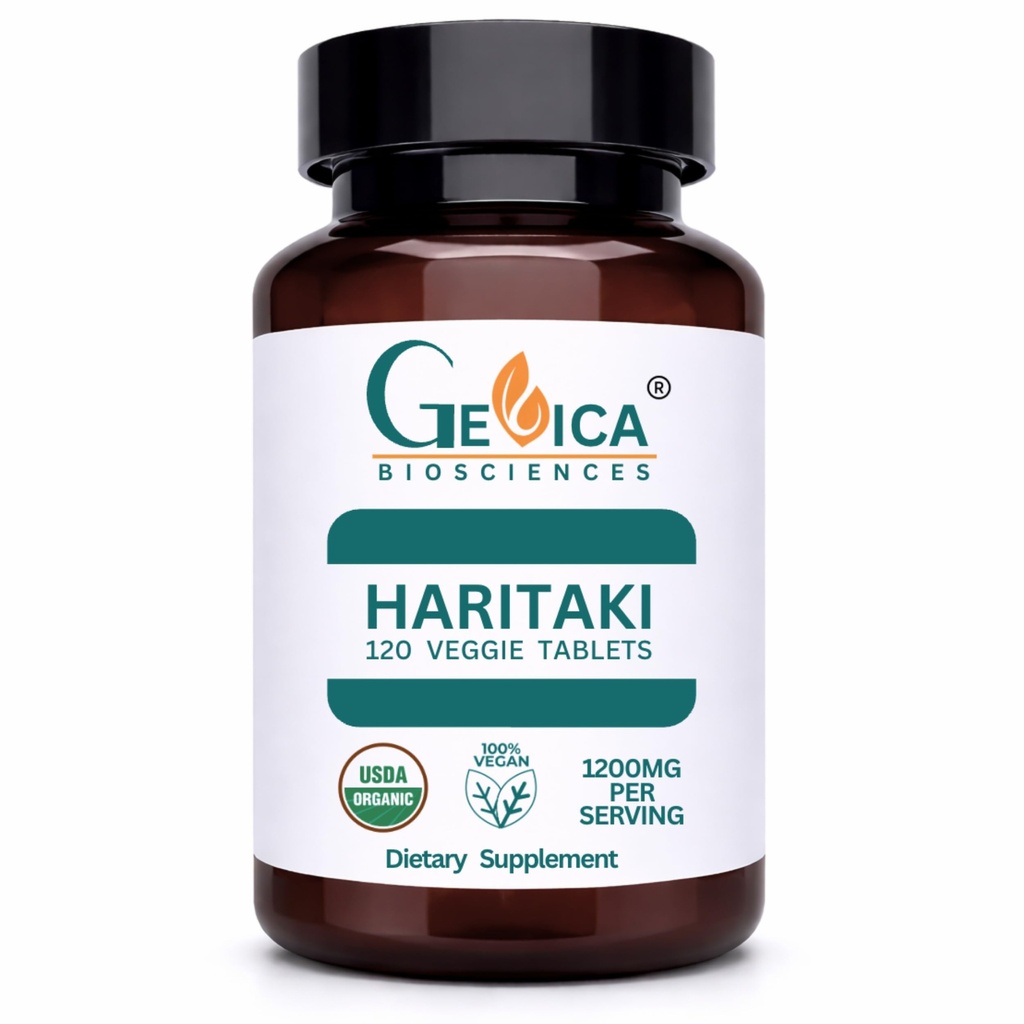 Haritaki – USDA Organic, 1200 mg per Serving, 120 Vegan Tablets Terminalia chebula Whole Fruit, No Extract, NPOP & BioAgriCert Certified