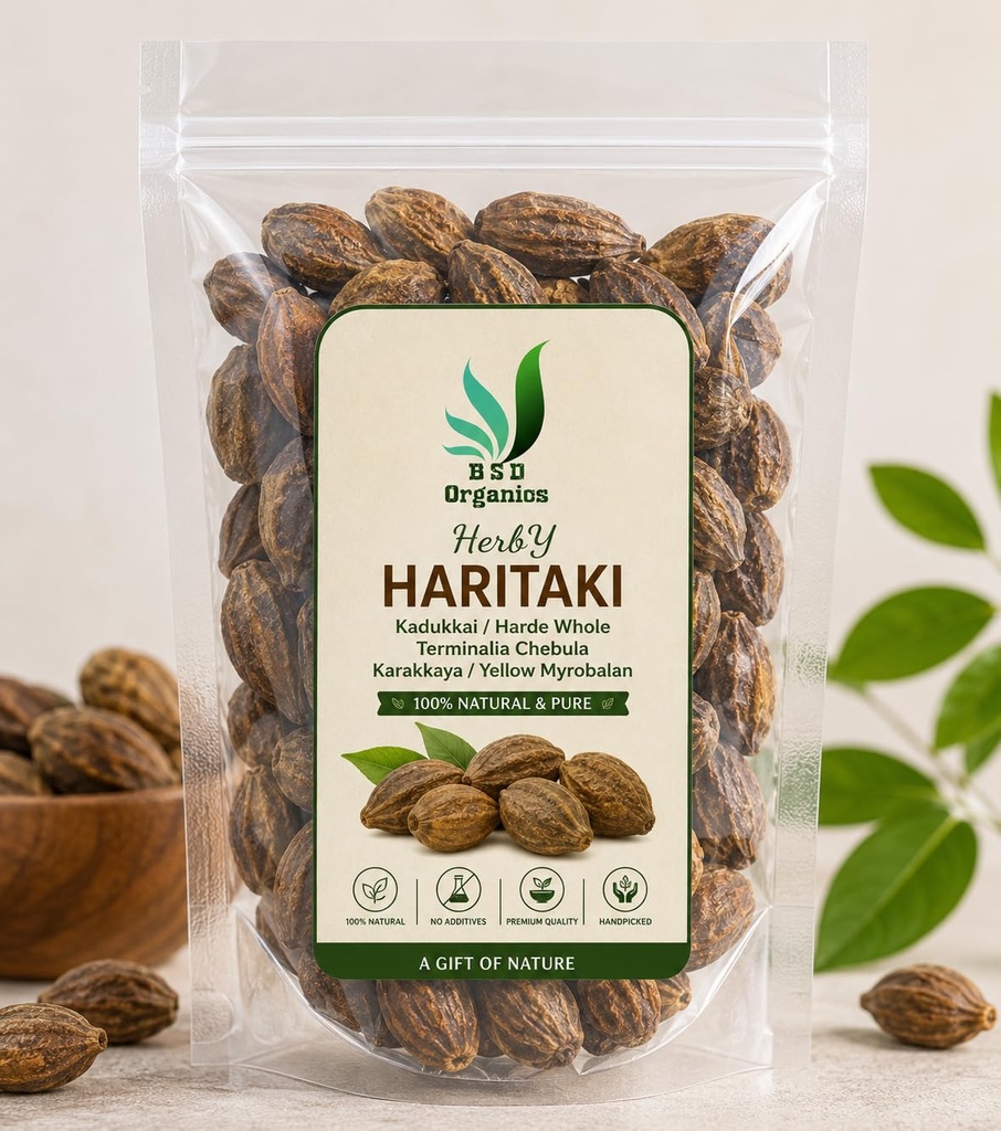 BSD Organics HerbY Haritaki/Kadukkai/harde whole/terminalia chebula/Karakkaya/Yellow myrobalan-1 Kilo gram(2.2 pounds)