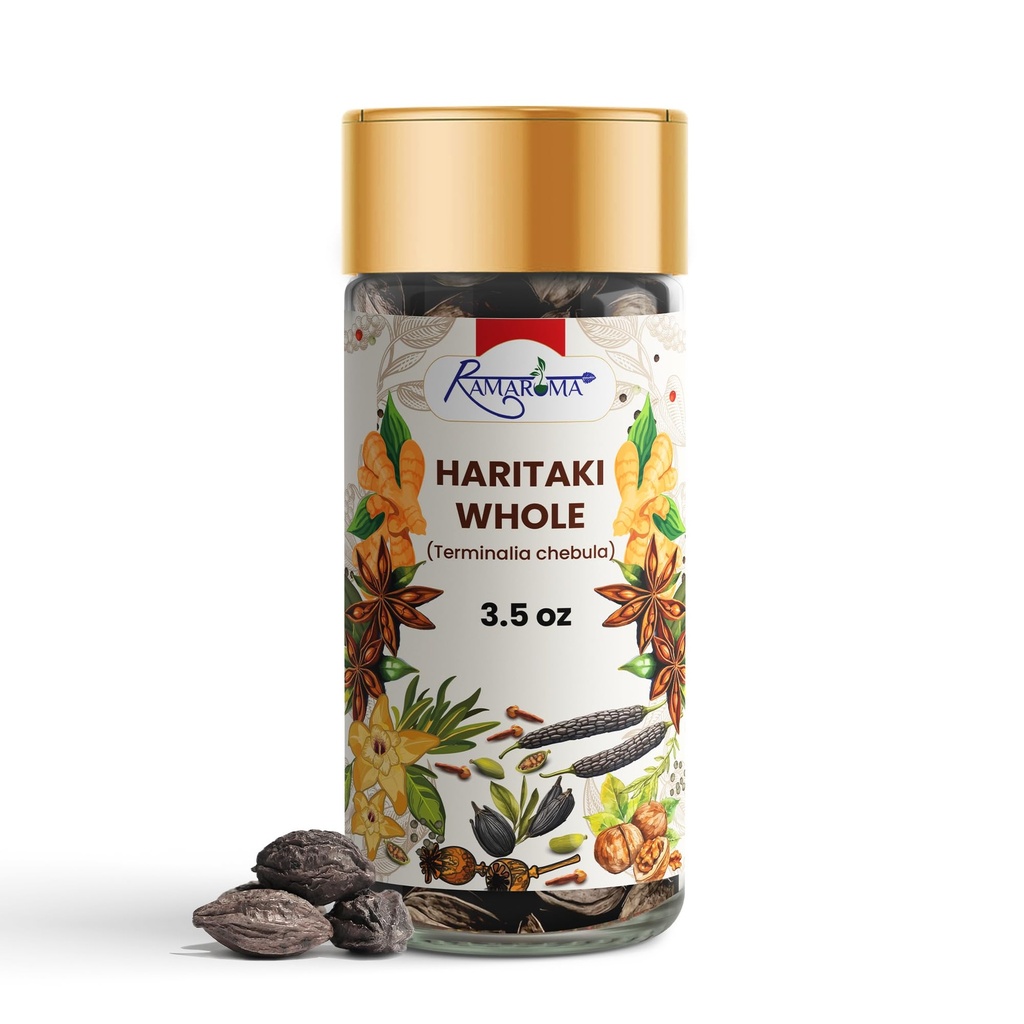 Ramaroma Premium Haritaki 3.5 oz (Terminalia Chebula) – Fine Ground Herbal Powder for Tea, Herbal Blends, Daily Wellness Routines & Traditional Ayurvedic Use –Fresh Aroma, Small Batch Packed
